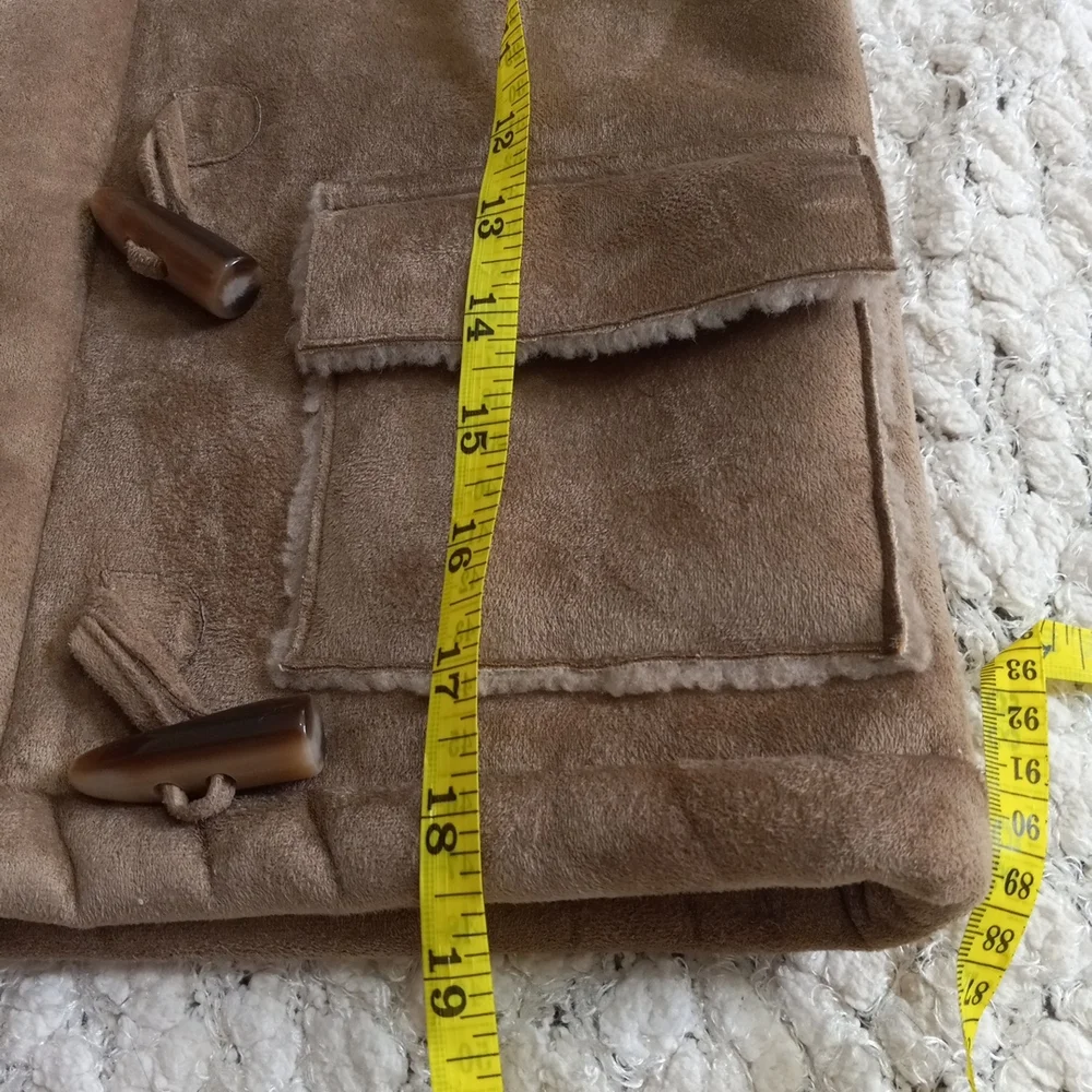 Sz 4 The Children's Place Brown Faux Fur Suede Girl Coat Jacket Hood